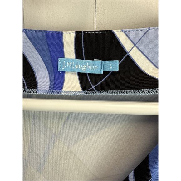 J Mclaughlin Women's Dress Size Large Navy White Geometric Print Catalina Cloth - Picture 11 of 11